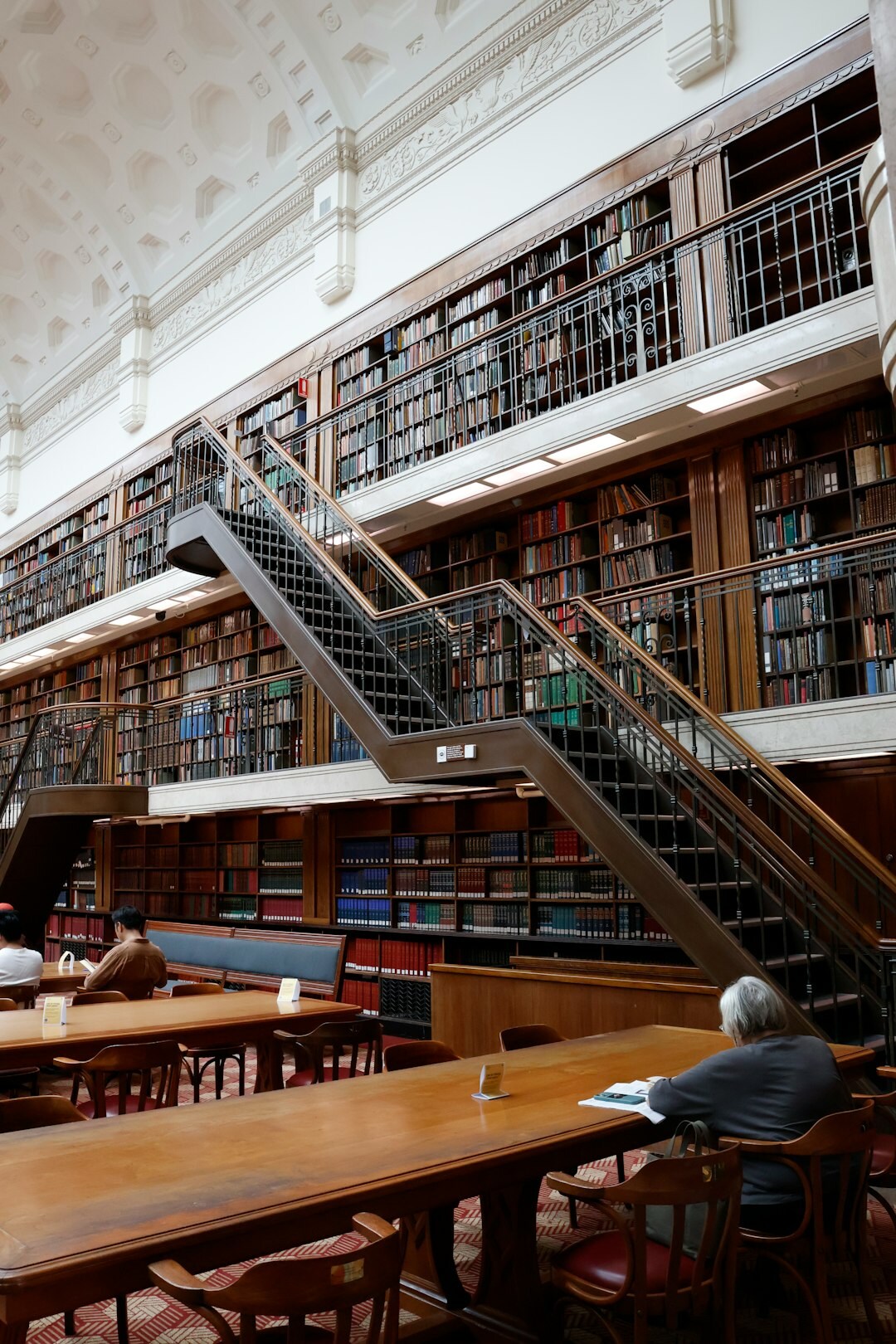 person exploring old library