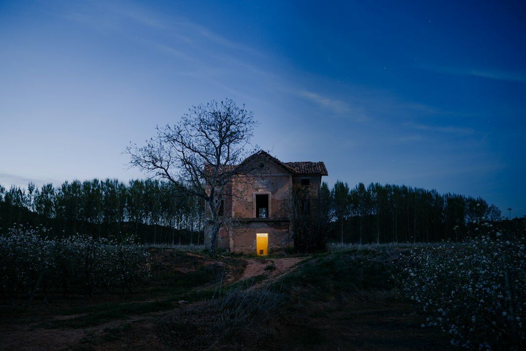 dark haunted house at night